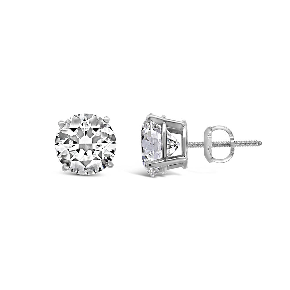 Classic Solitaire Stud Earrings with 4.00 Carat TW of Lab Created Diamonds in 14kt White Gold
