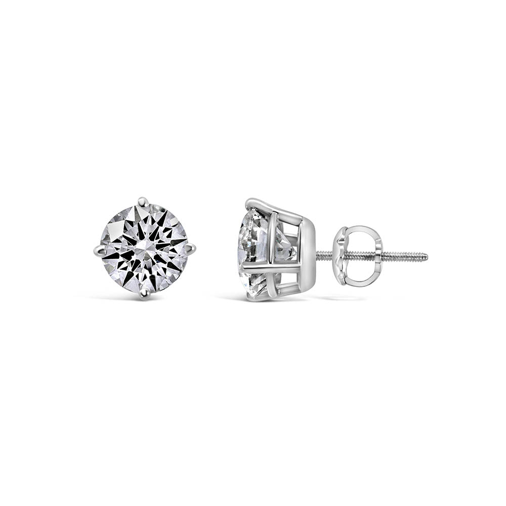 Classic Solitaire Stud Earrings with 3.00 Carat TW of Lab Created Diamonds in 14kt White Gold