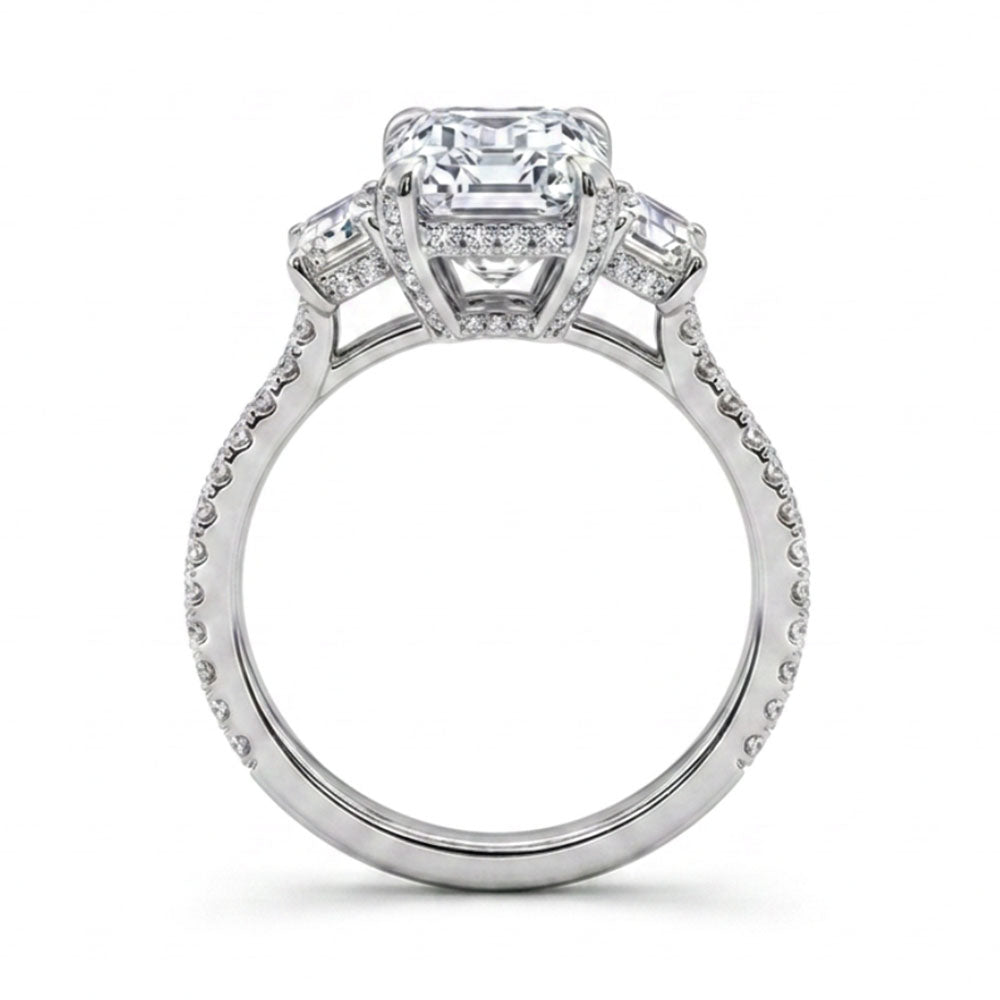 Elongated Radiant Engagement Ring with 3.50 Carat TW of Lab Created Diamonds in 14kt White Gold