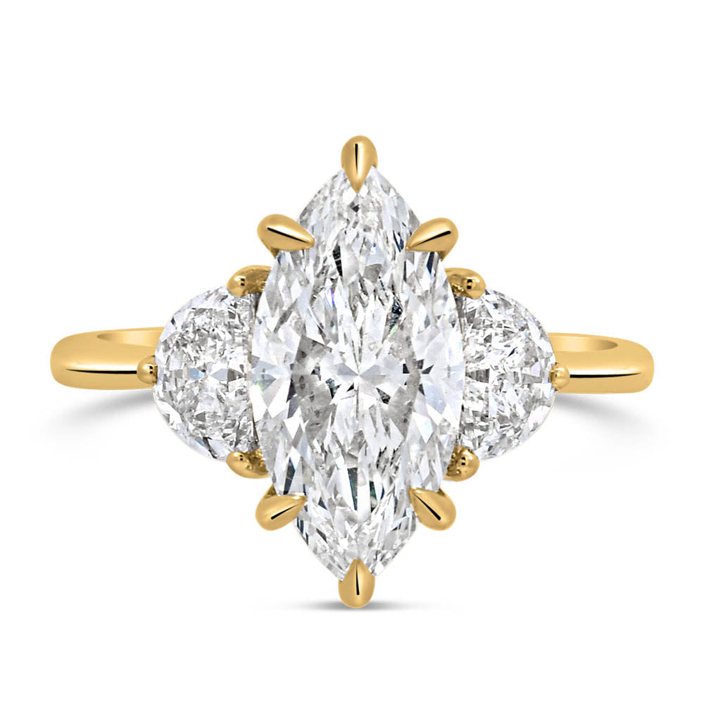 Marquise Engagement Ring with 3.20 Carat TW of Lab Created Diamonds in 14kt Yellow Gold