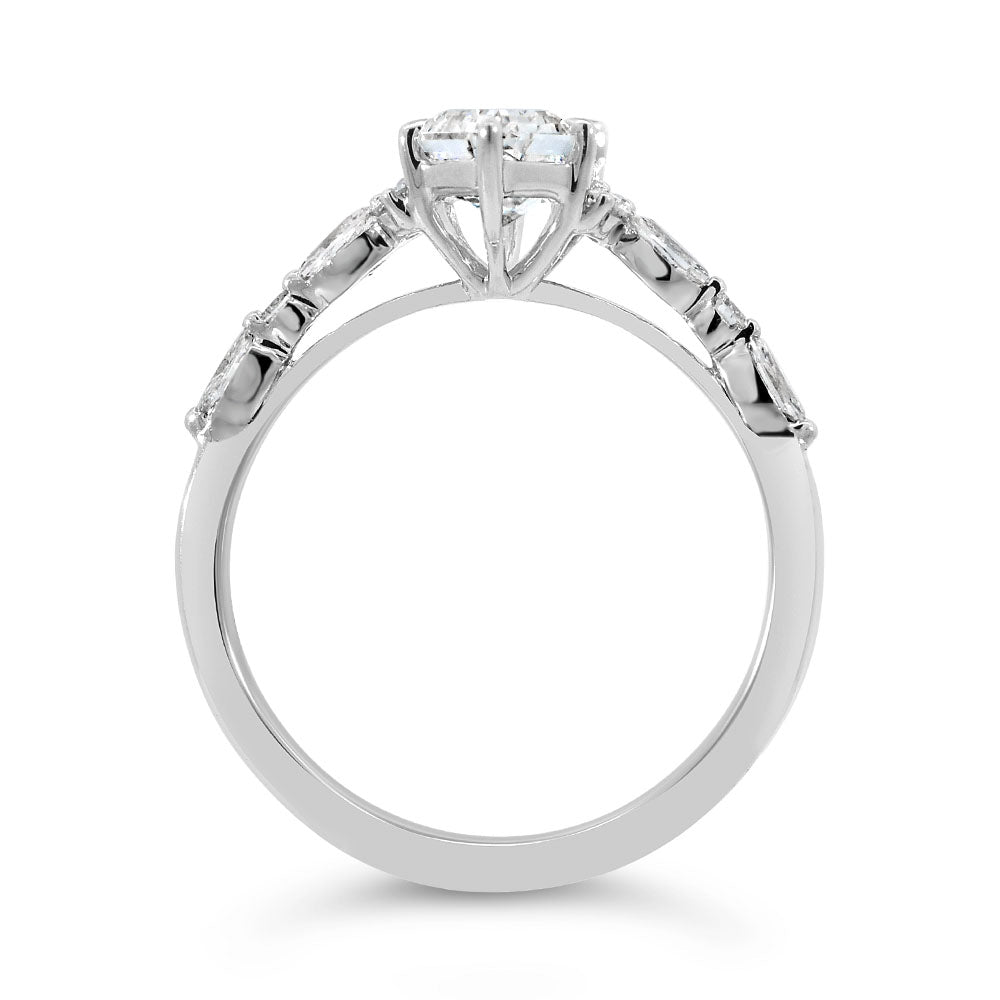Elongated Hexagon Engagement Ring with 1.80 Carat TW of Lab Created Diamonds in 14kt White Gold