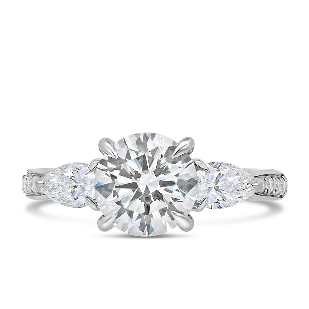 Pear Shape Engagement Ring with 2.50 Carat TW of Lab Created Diamonds in 14kt White Gold
