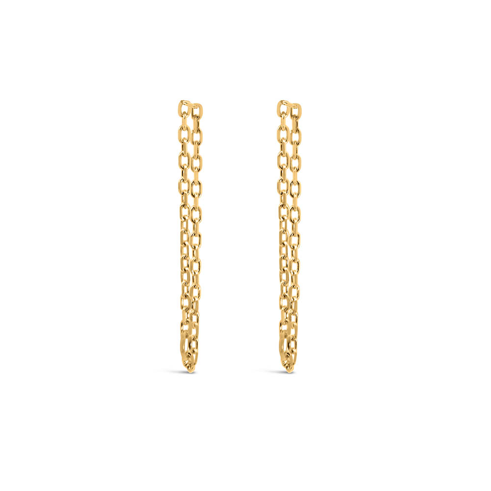 1" Double Chain Earrings in 10kt Yellow Gold