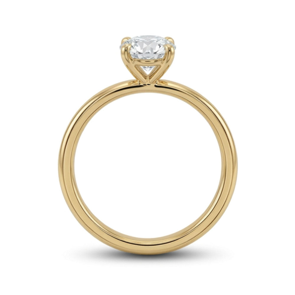 Moval Solitaire Engagement Ring with 2.00 Carat of Lab Created Diamond in 14kt Yellow Gold