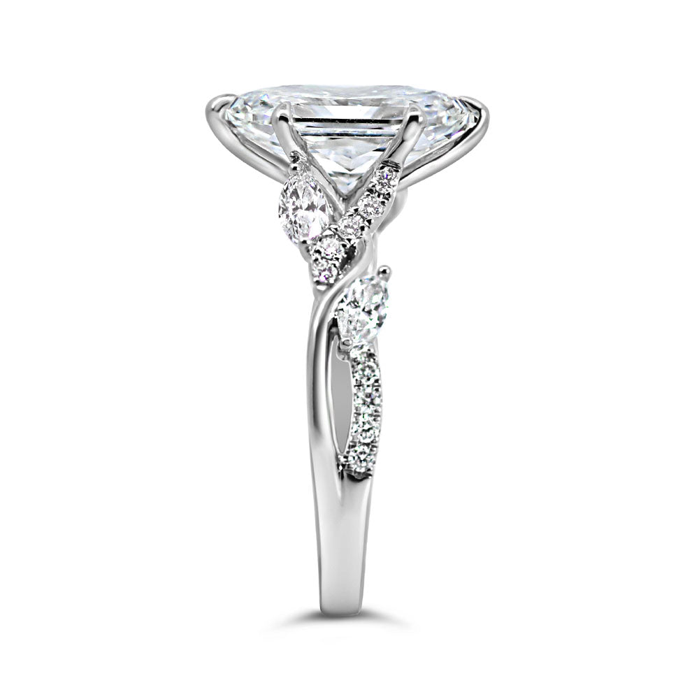 Dutch Marquise Engagement Ring with 3.50 Carat TW of Lab Created Diamonds in 14kt White Gold