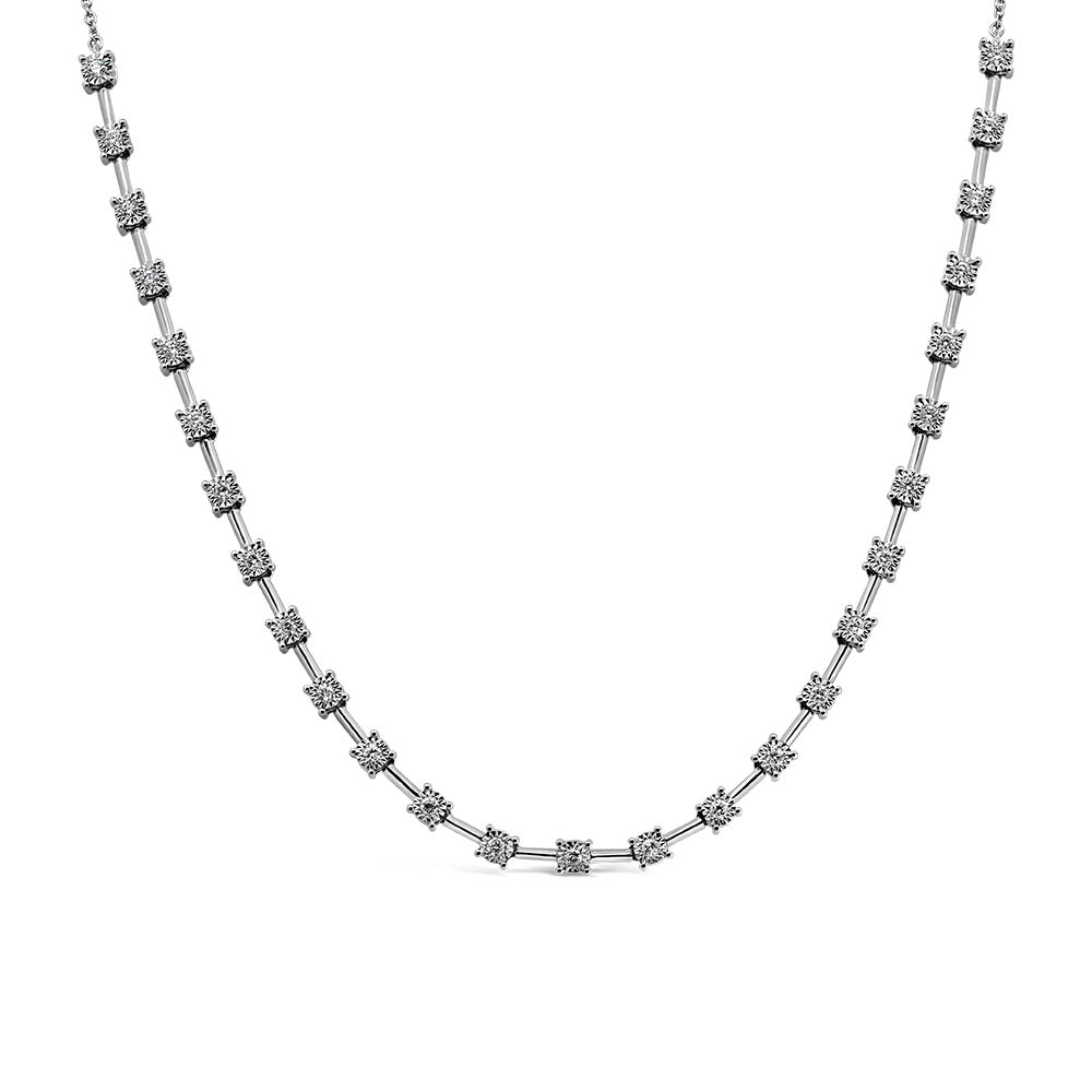 15.5"-17.5" Station Tennis Necklace with .50 Carat TW of Diamonds in 14kt White Gold