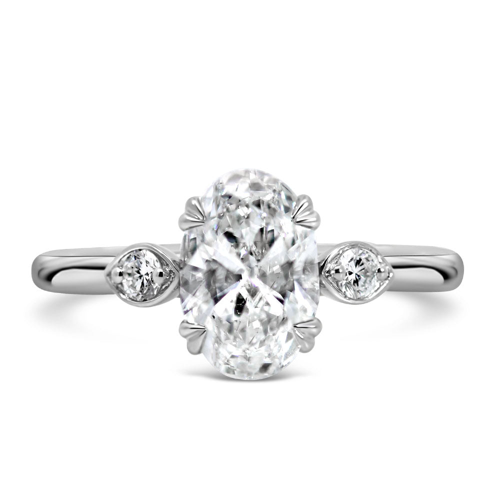 Oval Engagement Ring with 1.62 Carat TW of Lab Created Diamonds in 14kt White Gold