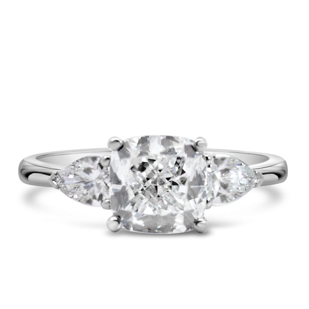 Cushion Cut Engagement Ring with 2.62 Carat TW of Lab Created Diamonds in 14kt White Gold