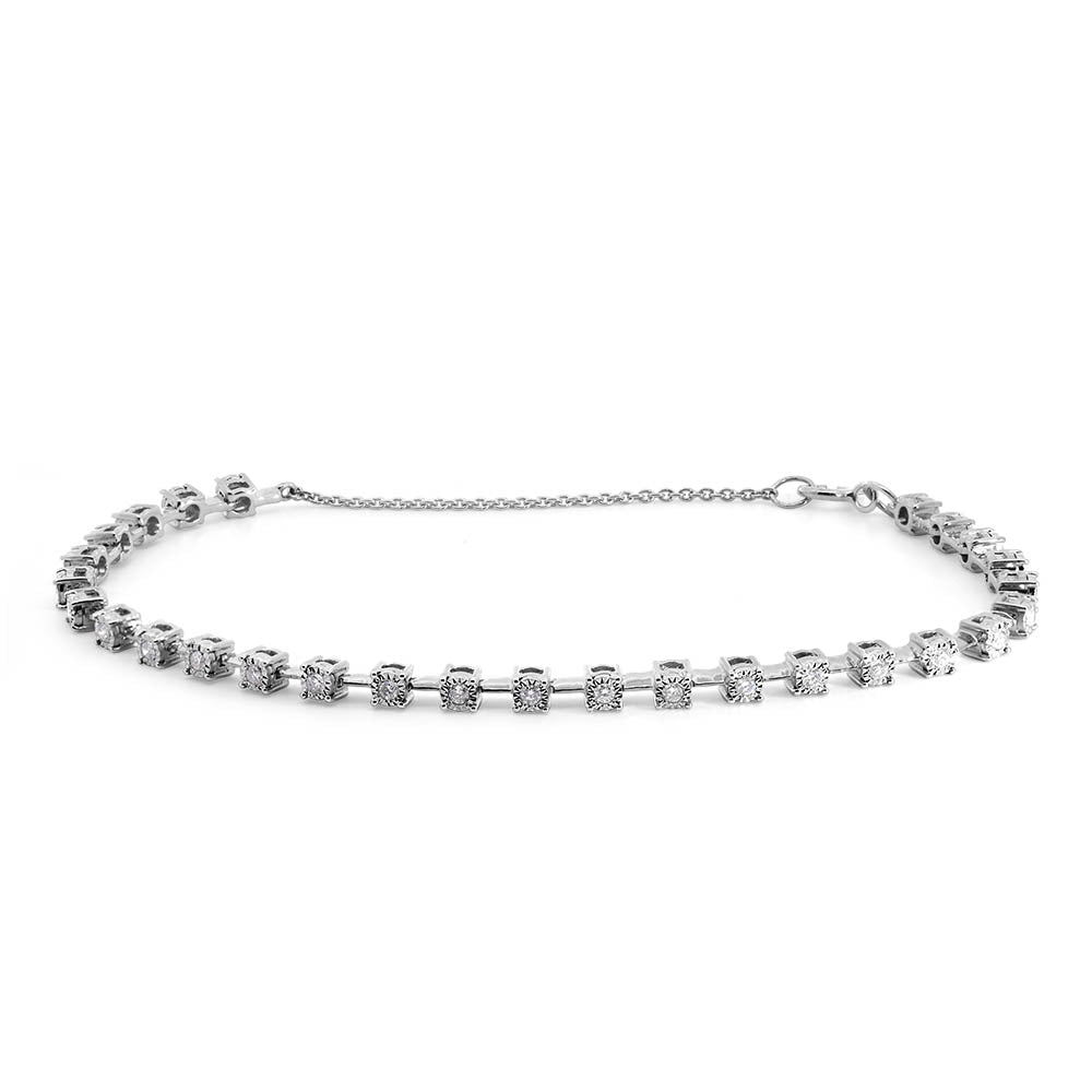 5.75"-7.5" Station Tennis Bracelet with .35 Carat TW of Diamonds in 14kt White Gold
