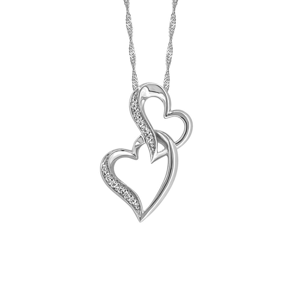 Heart Pendant with .06 Carat TW of Diamonds in 10kt White Gold with Chain