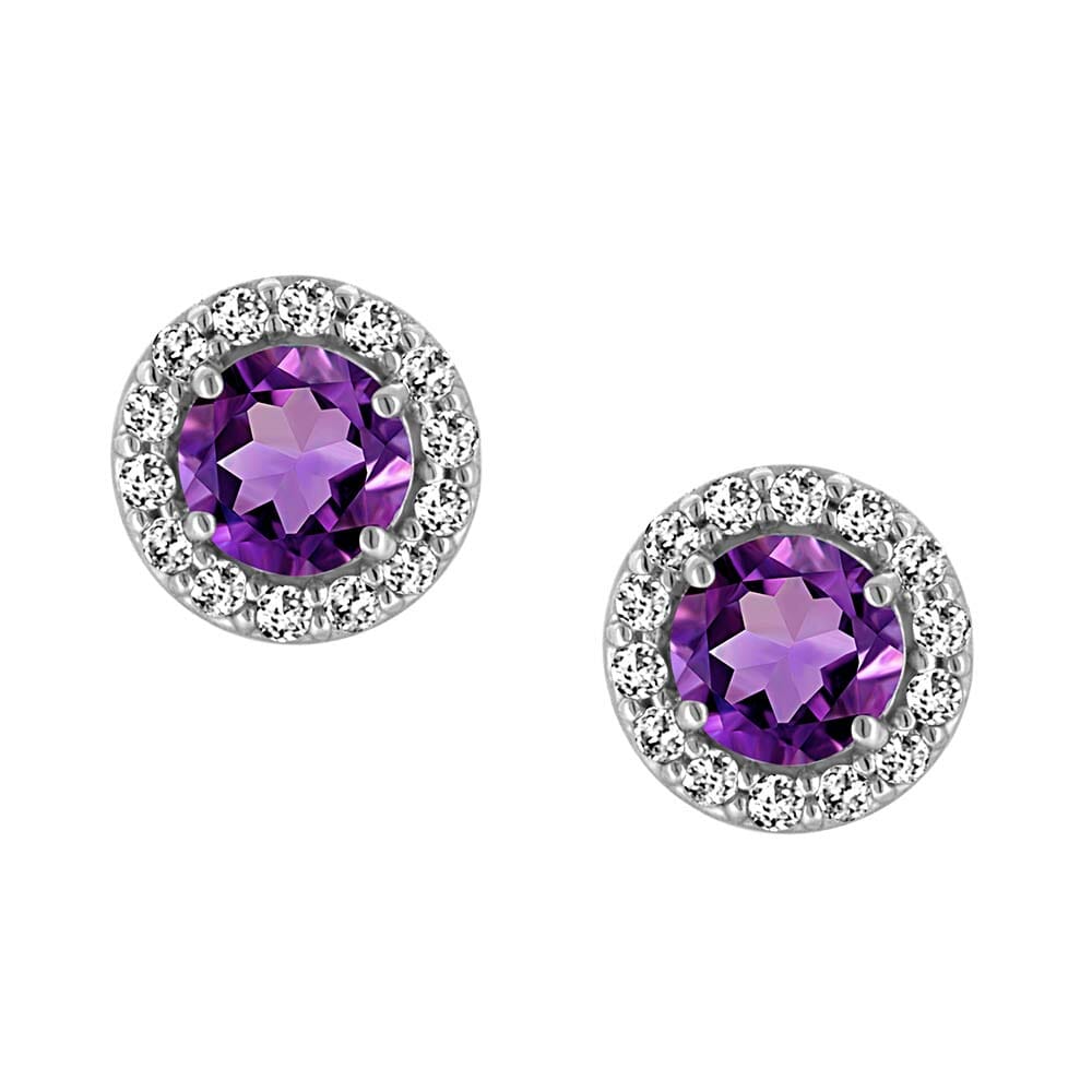 Birthstone Set Bundle with Genuine Amethyst and Cubic Zirconia in Sterling Silver