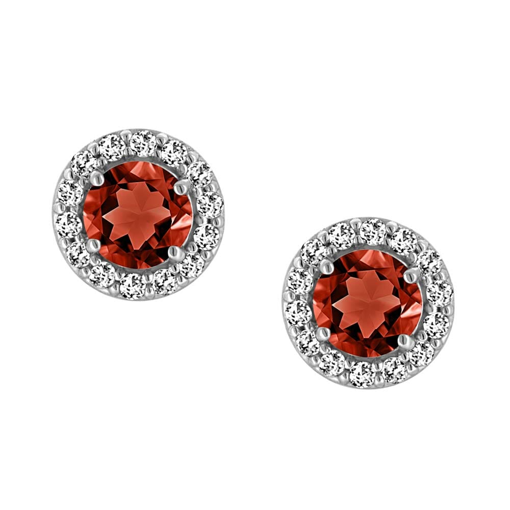 Birthstone Set Bundle with Genuine Garnet and Cubic Zirconia in Sterling Silver