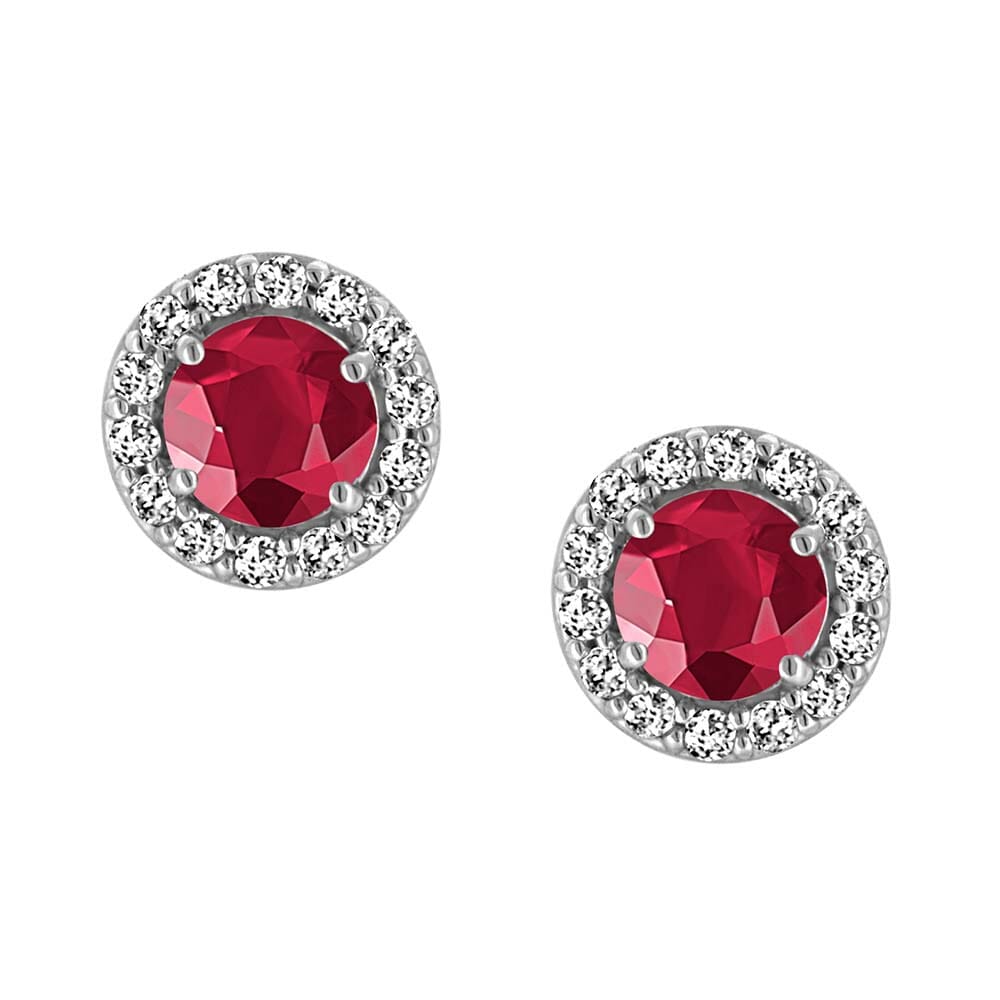 Birthstone Set Bundle with Created Ruby and Cubic Zirconia in Sterling Silver