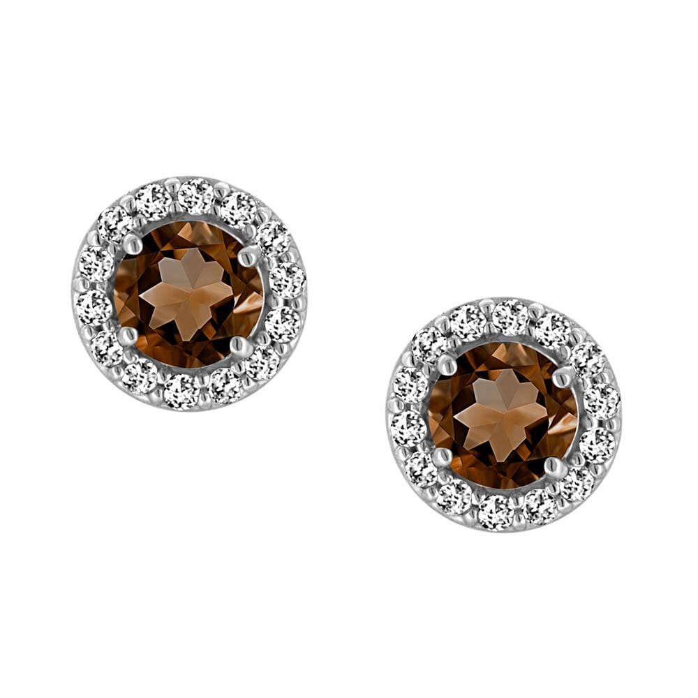 Birthstone Set Bundle with Genuine Smoky Quartz and Cubic Zirconia in Sterling Silver