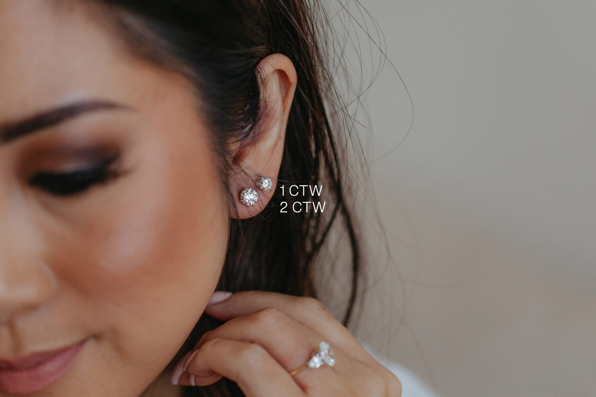 Classic Solitaire Stud Earrings with 2.00 Carat TW of Lab Created Diamonds in 14kt White Gold