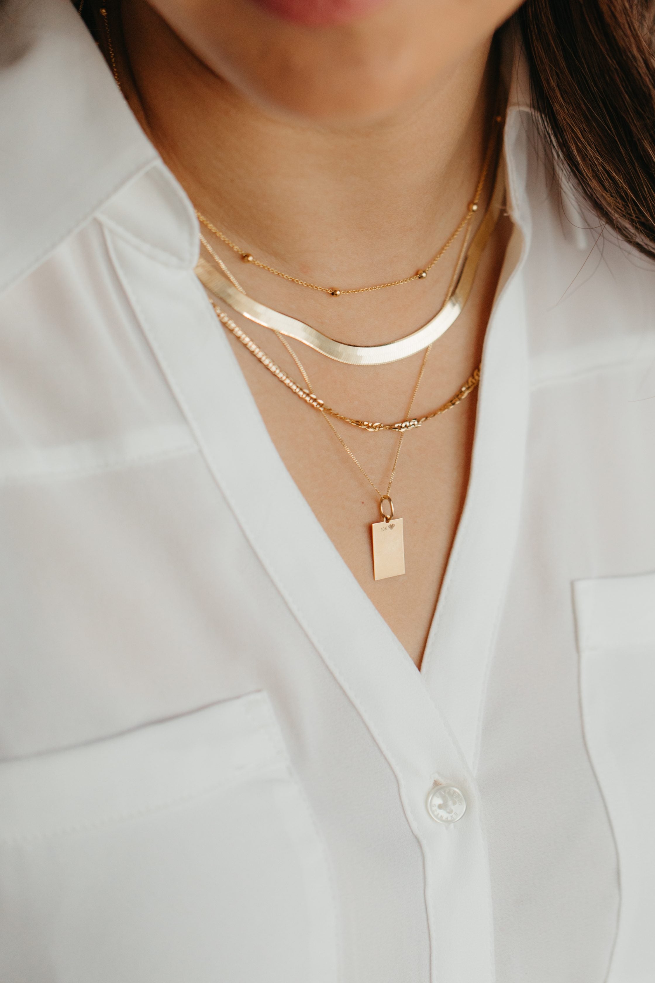 16"-18" 5MM Herringbone Chain in 10kt Yellow Gold