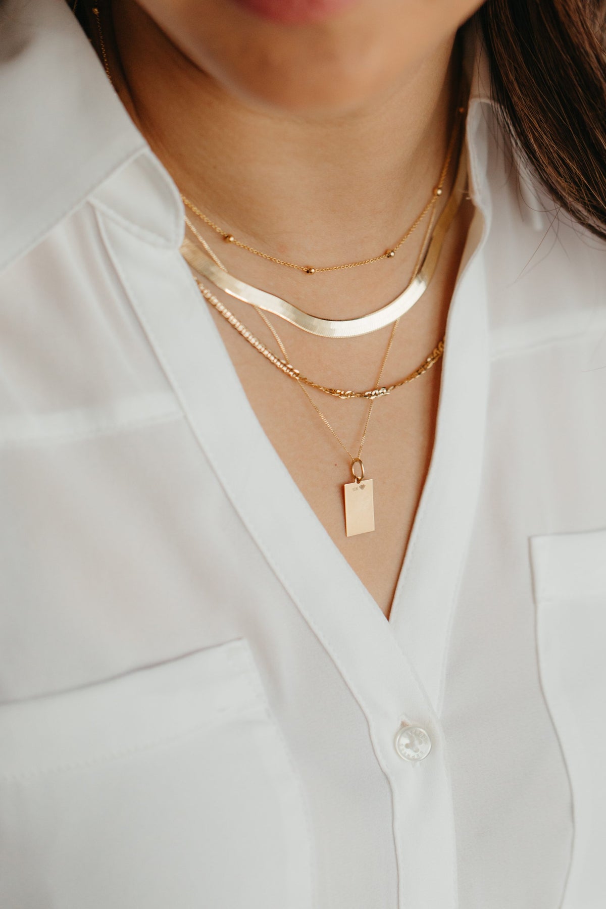 16"-18" 5MM Herringbone Chain in 10kt Yellow Gold