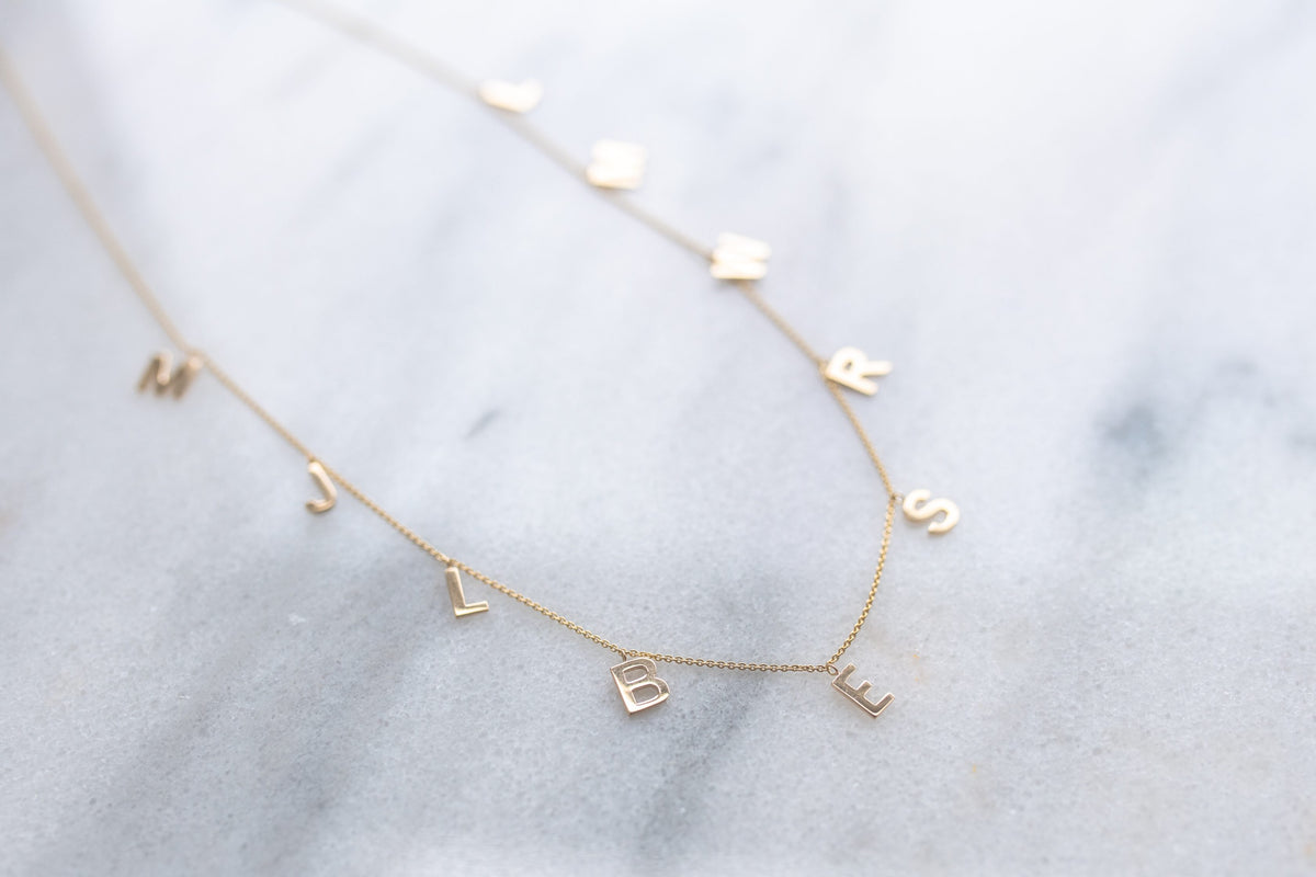 Custom Initial necklace Solid Gold