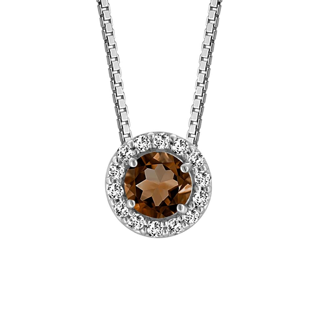 Birthstone Set Bundle with Genuine Smoky Quartz and Cubic Zirconia in Sterling Silver