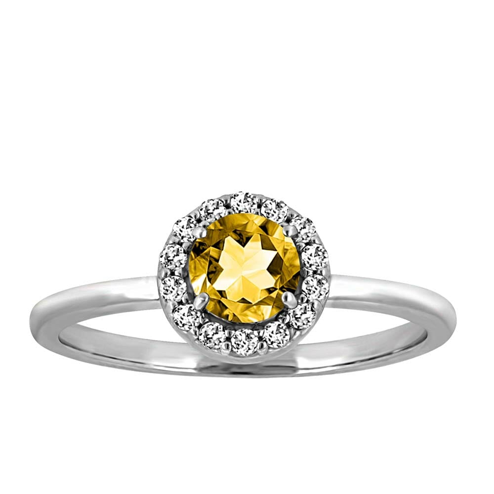 Ring with Genuine Citrine and Cubic Zirconia in Sterling Silver