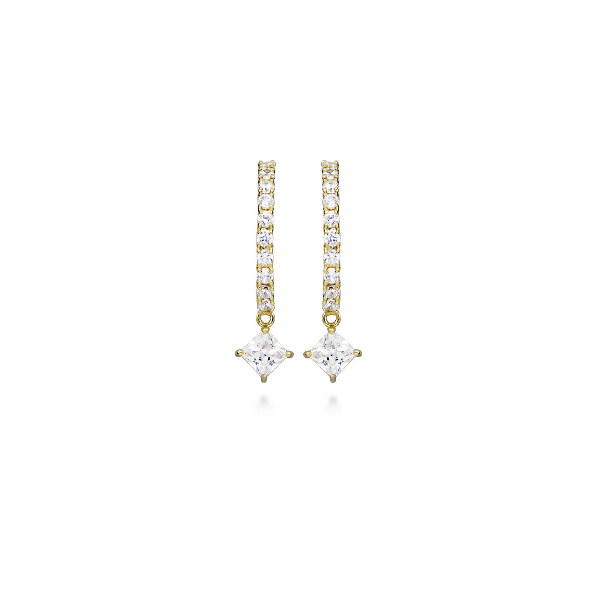 Hoop Earrings with Cubic Zirconia in Gold Plated Sterling Silver