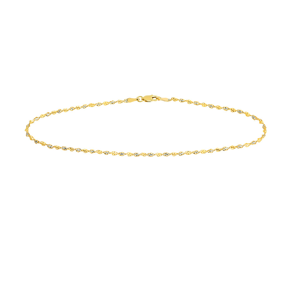 9"-10" Dorica Anklet in 14kt Yellow, Rose, and White Gold
