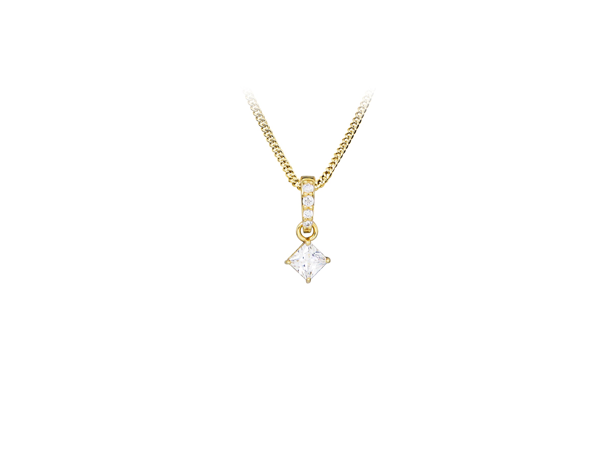 Pendant with Cubic Zirconia in Gold Plated Sterling Silver with Chain