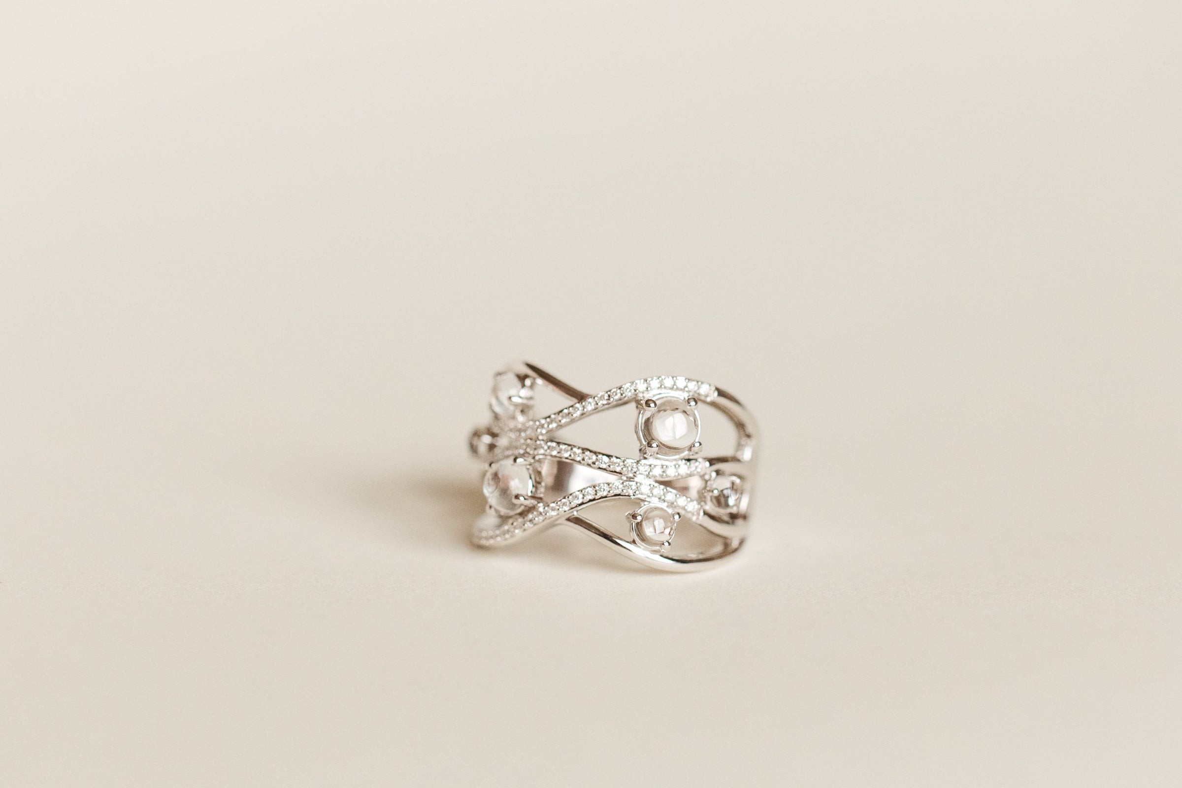 Enchanted Disney Ariel Ring with White Topaz and .20 Carat TW of Diamonds in Sterling Silver