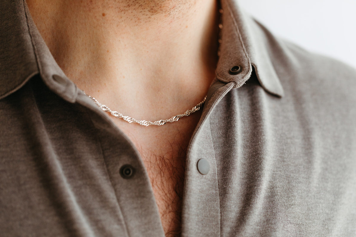 18″ Singapore Chain In Sterling Silver