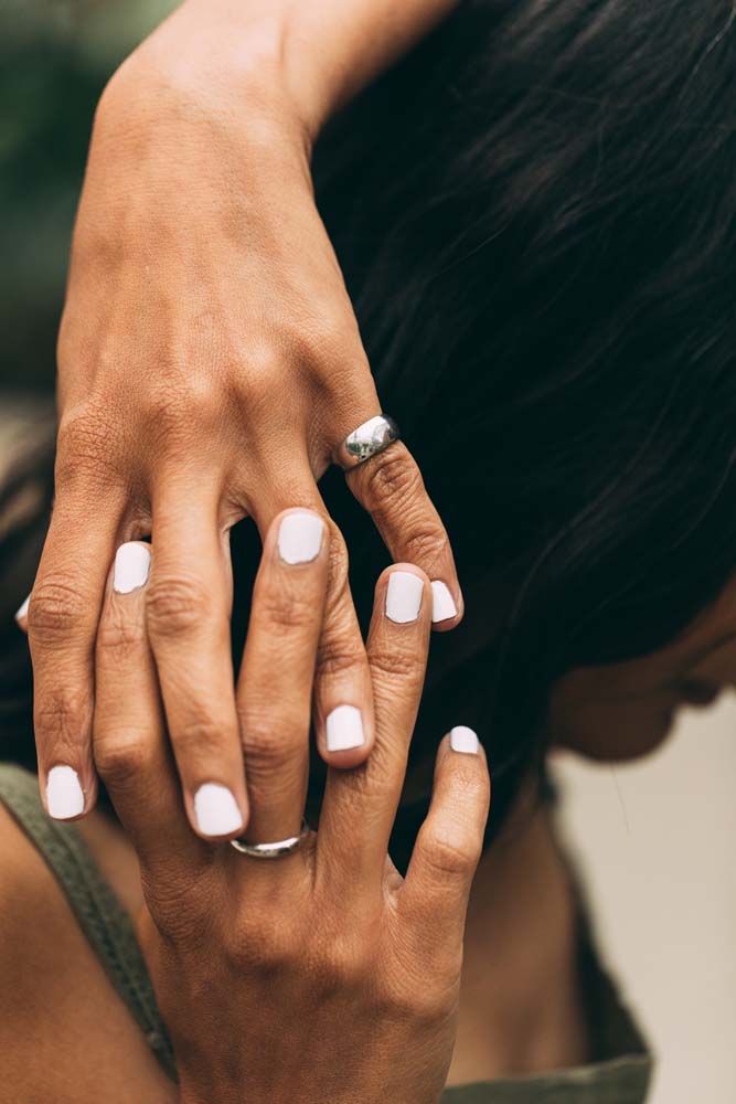 10KT White Gold Dome Ring