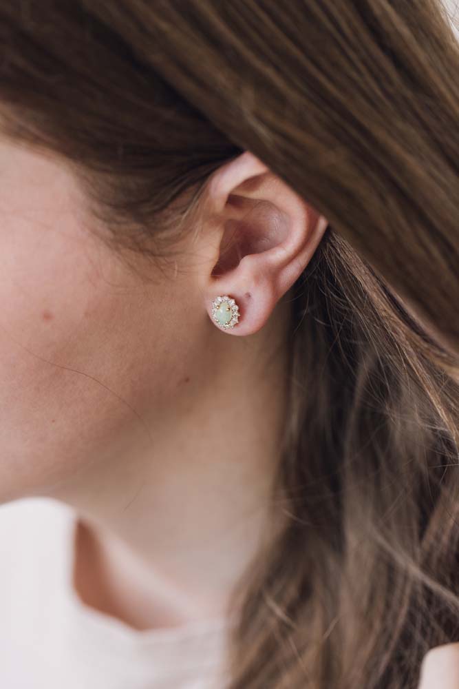 Diamond Opal Earrings