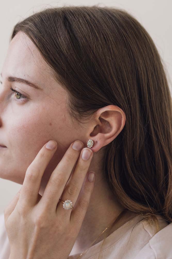 Diamond Opal Earrings