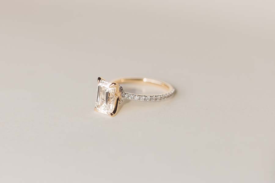 Emerald Cut Engagement Ring with 3.50 Carat TW of Lab Created Diamonds in 14kt Yellow Gold