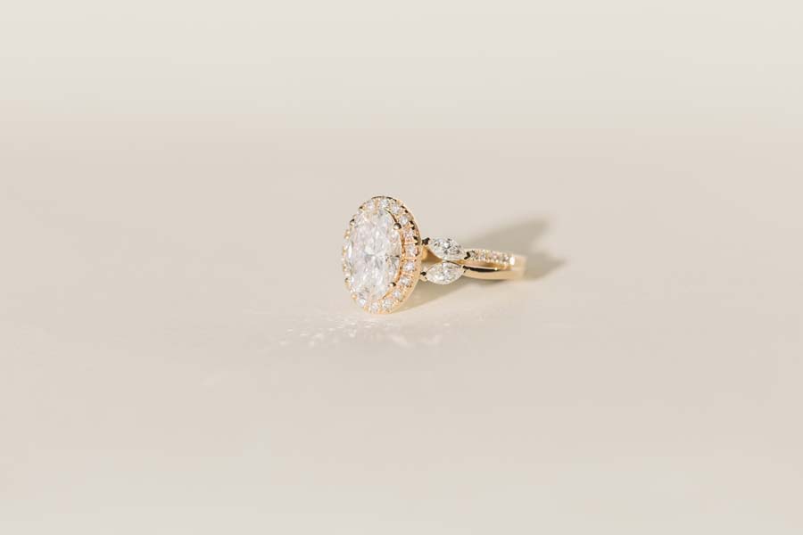 Oval Halo Engagement Ring with 3.50 Carat TW of Lab Created Diamonds in 14kt Yellow Gold