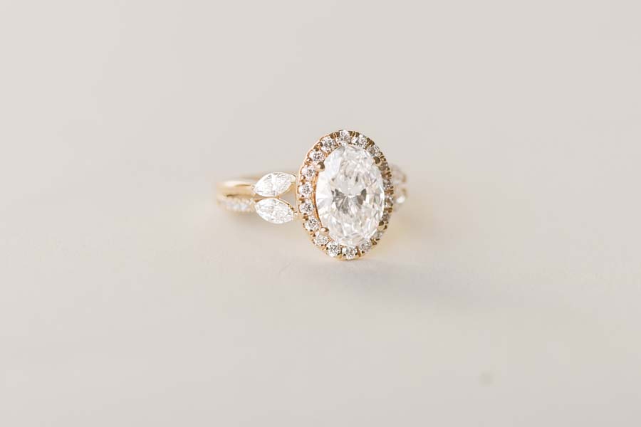 Oval Halo Engagement Ring with 3.50 Carat TW of Lab Created Diamonds in 14kt Yellow Gold