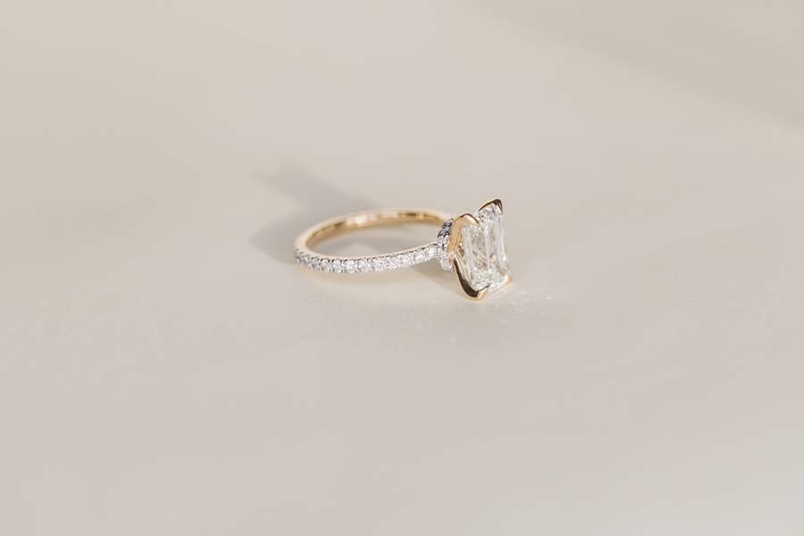 Emerald Cut Engagement Ring with 3.50 Carat TW of Lab Created Diamonds in 14kt Yellow Gold
