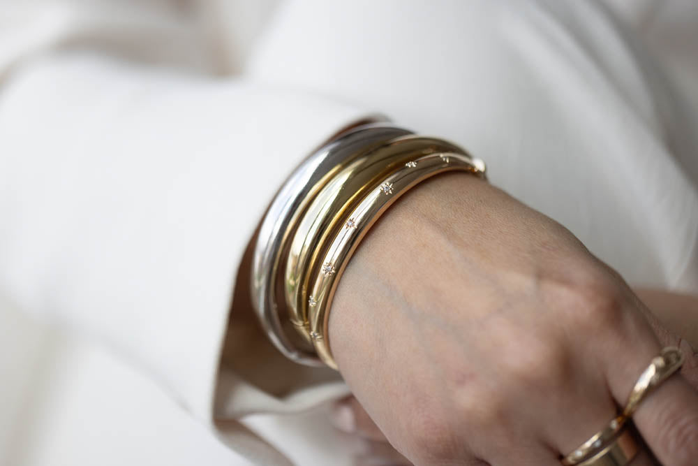 7" 1970s Barbie Starlight Bangle with .15 Carat TW of Diamonds in 10kt Yellow Gold