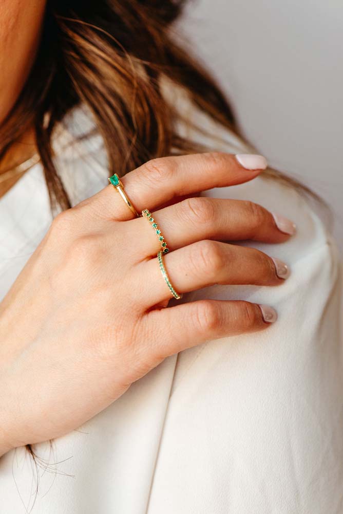 Ring with 5X3MM Emerald Cut Emerald in 10kt Yellow Gold
