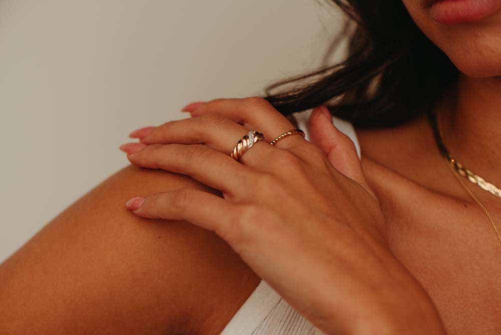 Stackable Beaded Ring in 10kt Yellow Gold