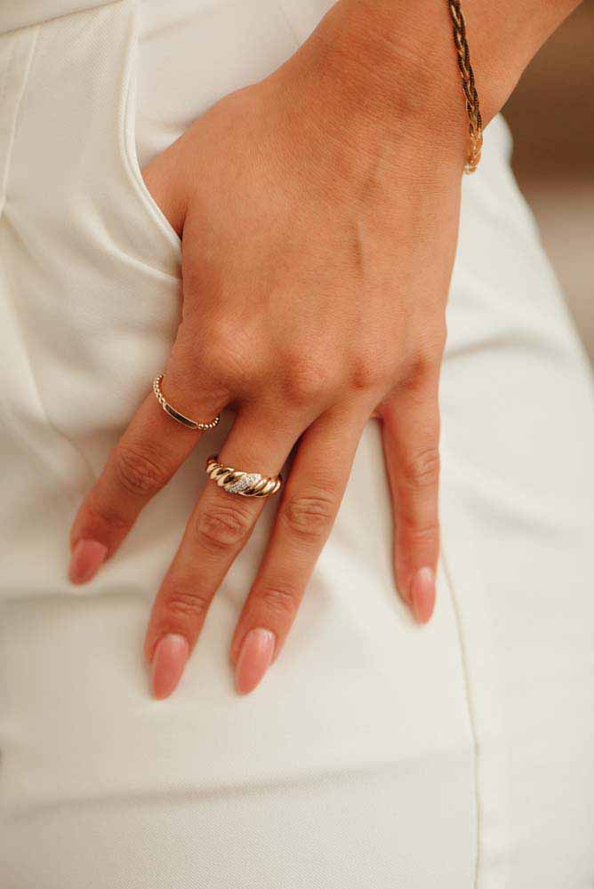 Stackable Beaded Ring in 10kt Yellow Gold