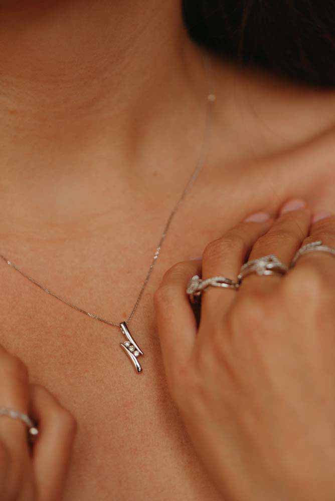 Pendant with .15 Carat TW of Diamonds in 10kt White Gold with Chain