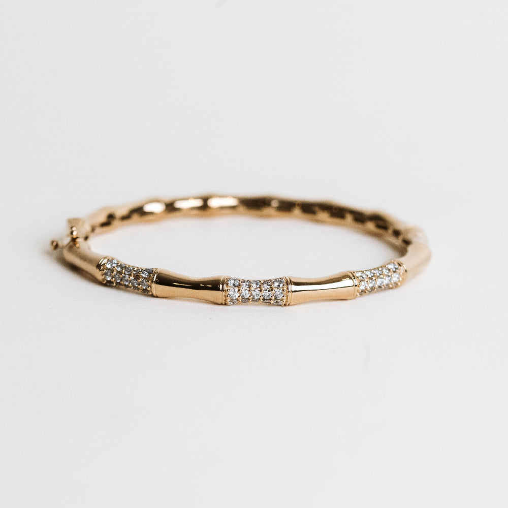 Diamond Pavé Interval Bangle with 1.00 Carat TW in 10KT Yellow Gold