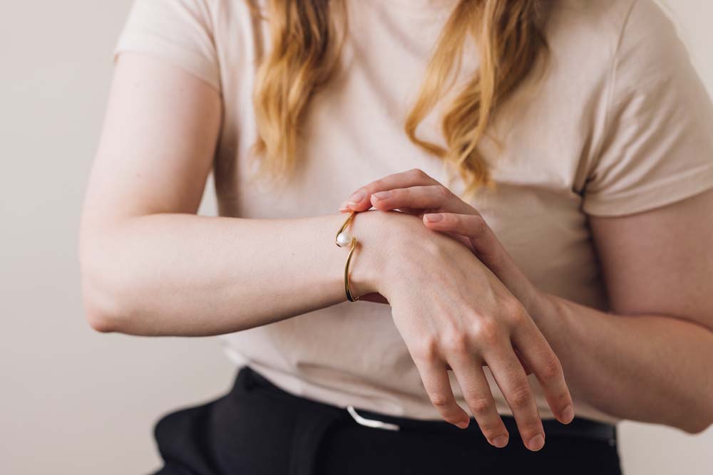 10mm Freshwater Pearl Bangle in Gold Plated Sterling Silver