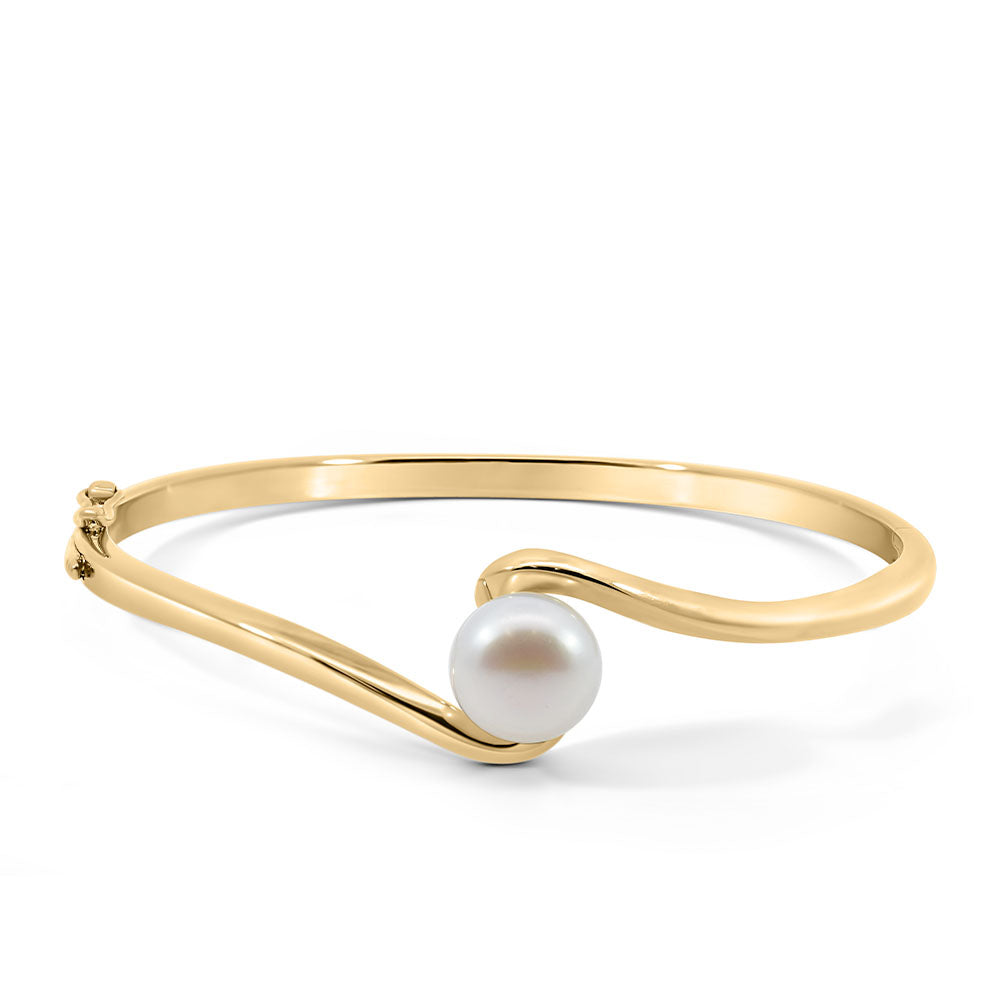 10mm Freshwater Pearl Bangle in Gold Plated Sterling Silver