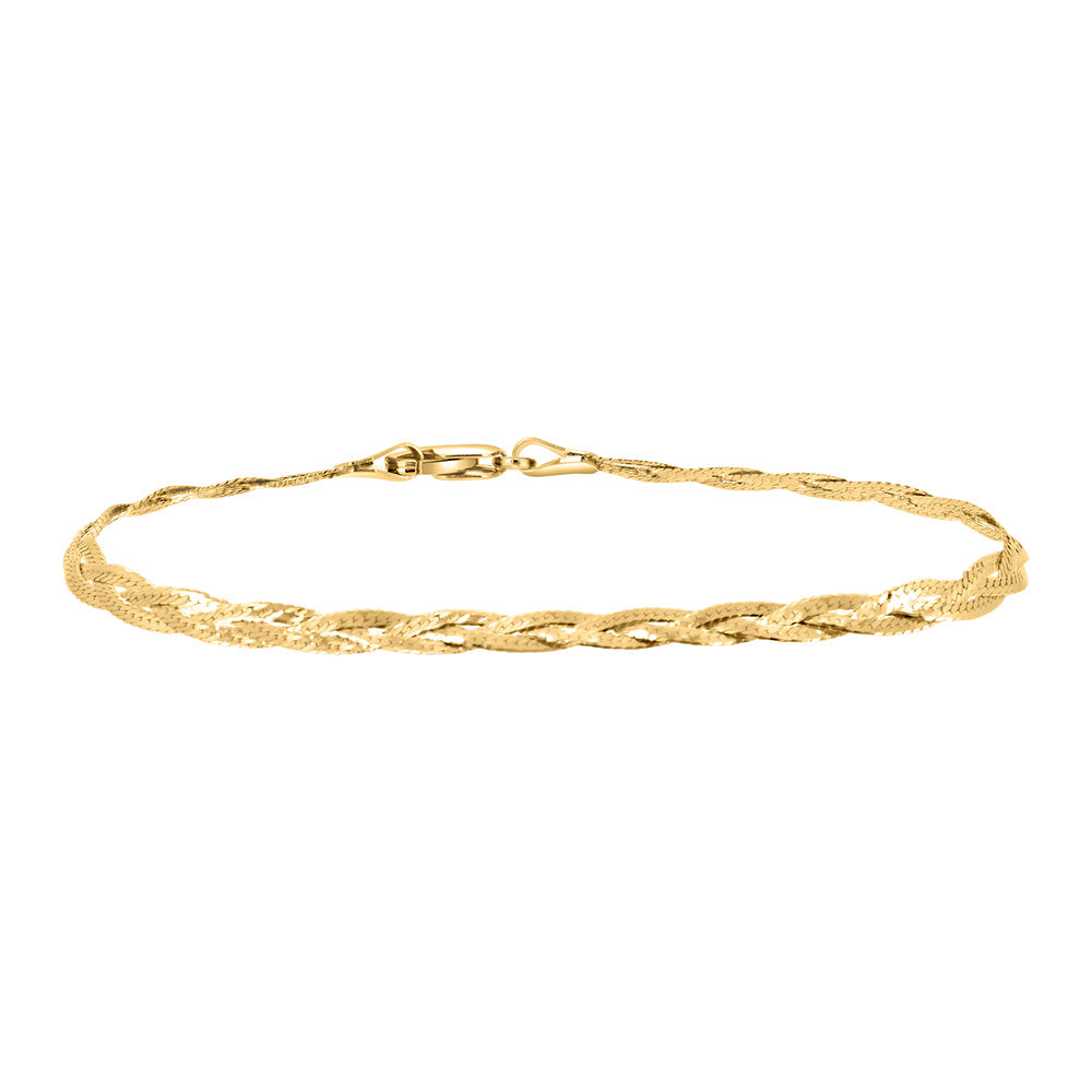 6.5" Braided Herring Bone Bracelet in 10kt Yellow Gold