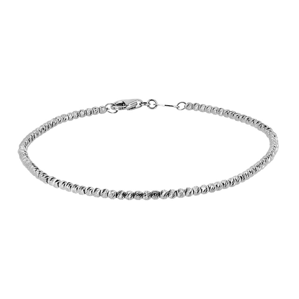 7" Bead Bracelet in 10kt White Gold