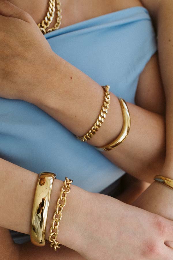 4-10MM Alina Dome Bangle in Gold Plated Sterling Silver