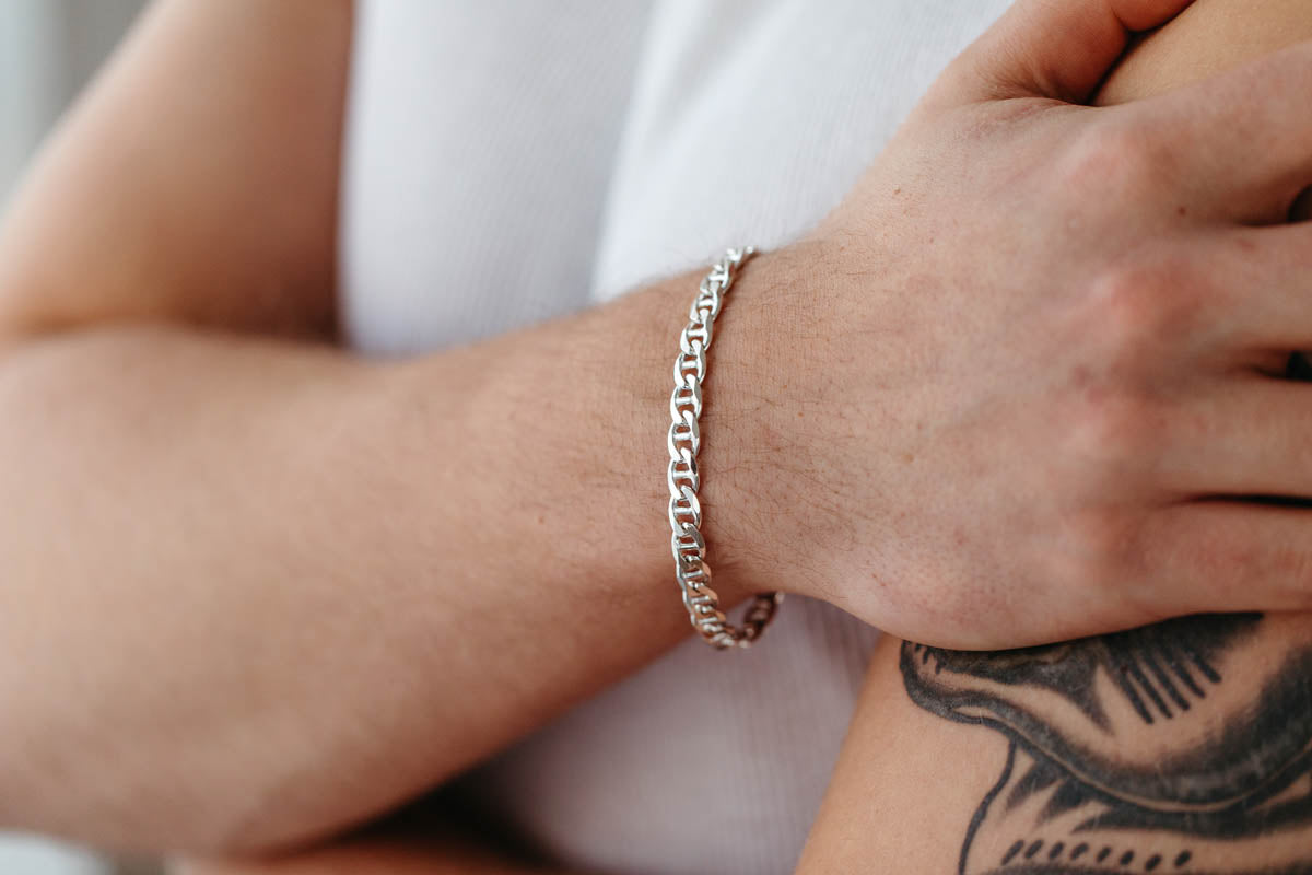Mens Silver Mariner Chain Bracelet