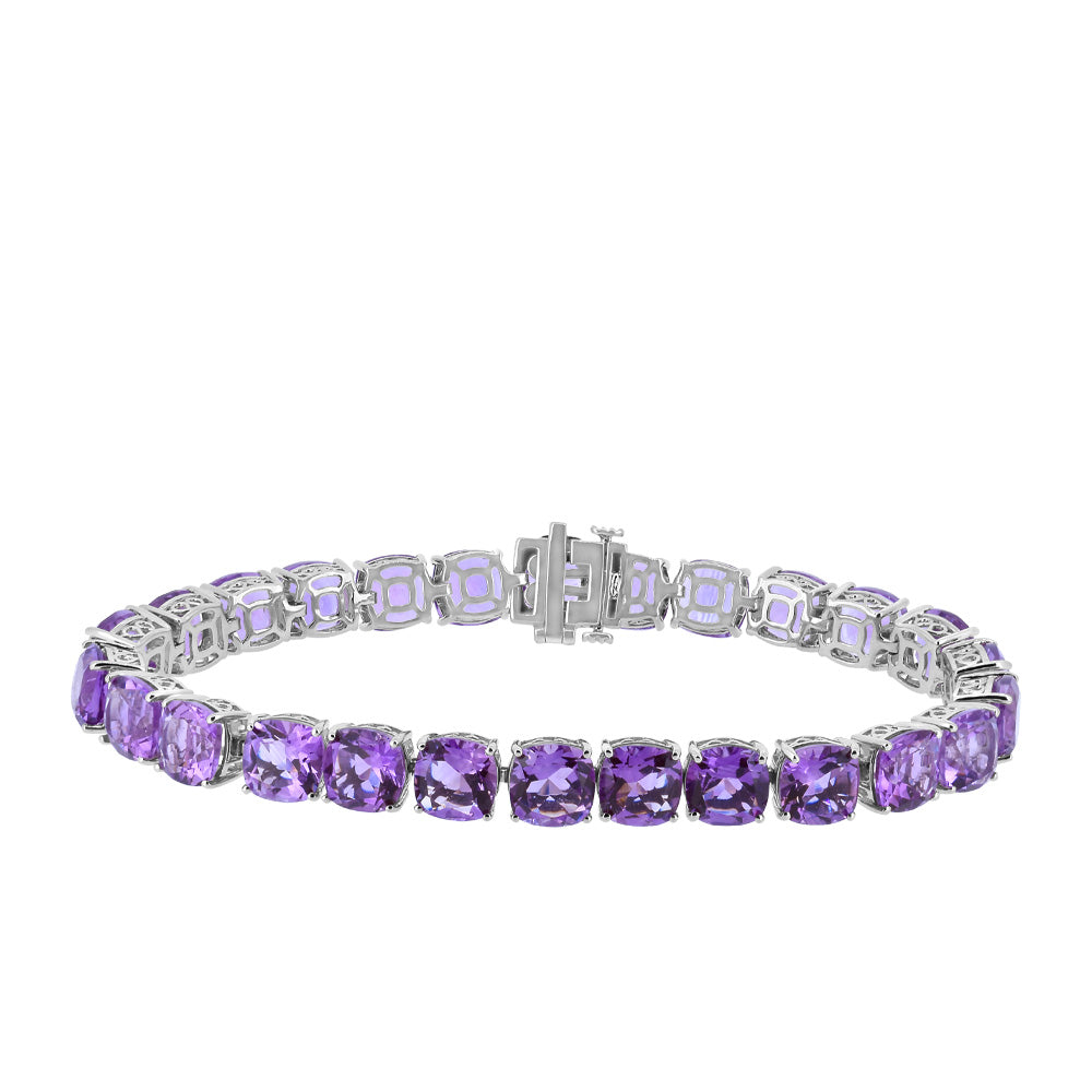 8" Bracelet with Amethyst in Sterling Silver