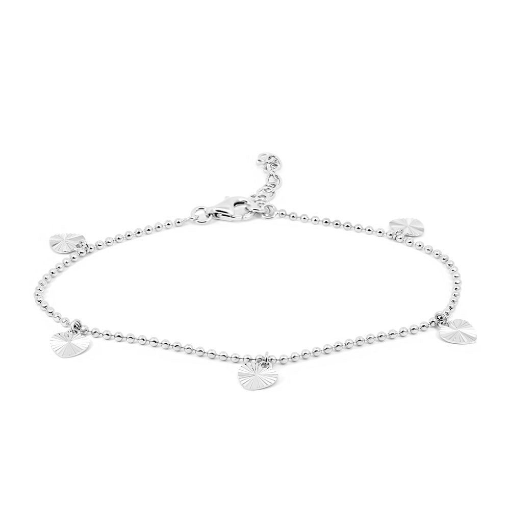 7″+1″ Diamond Cut Heart Bracelet in Sterling Silver